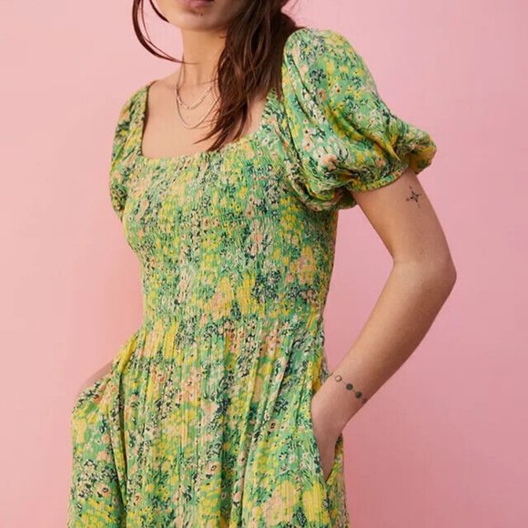 UO Lottie Backless Green Floral Midi Dress Printed M & S - Picture 4 of 9